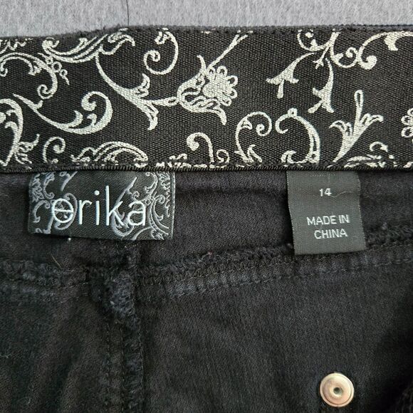 Erika Women 14 Black Straight Leg Corduroy Jeans Stretch - Picture 7 of 14